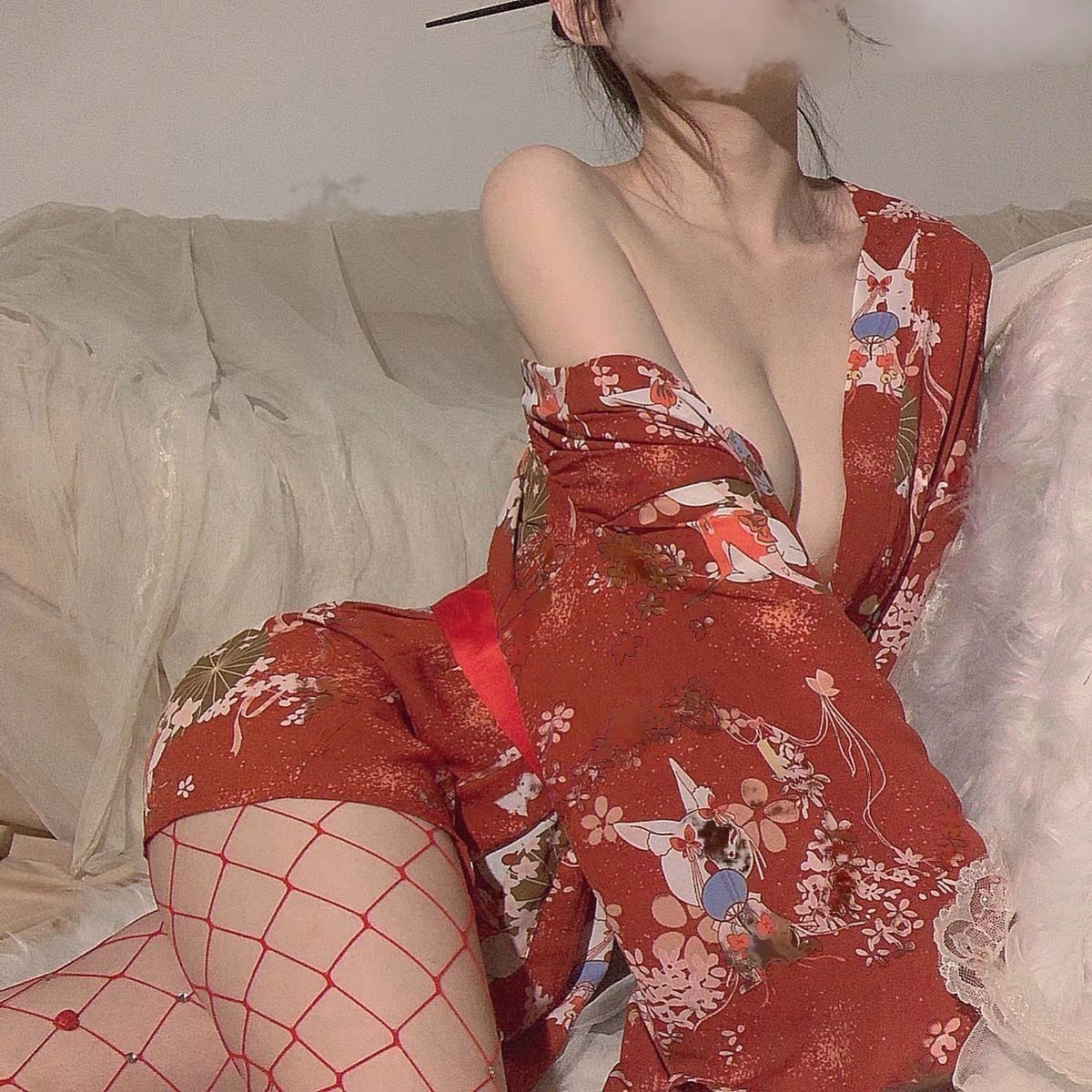 网红日式兔兔印花和服 和服 羞羞   